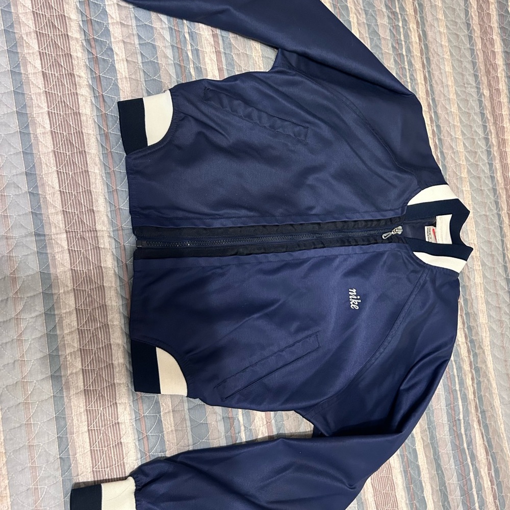 Nike Dark Blue Bomber Jacket with White Trim